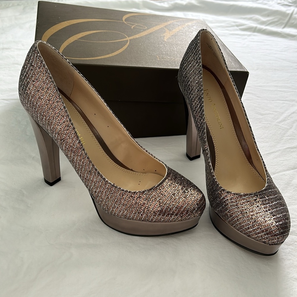 New in Box | Enzo Angiolini | Bronze & Silver Metallic Heels |‎ Size 7.5